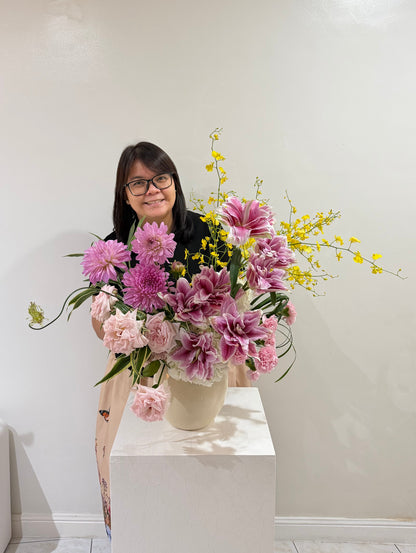 Bundle Class 6 (Fresh): Long & Low Centerpiece + Modern Vase Arrangement