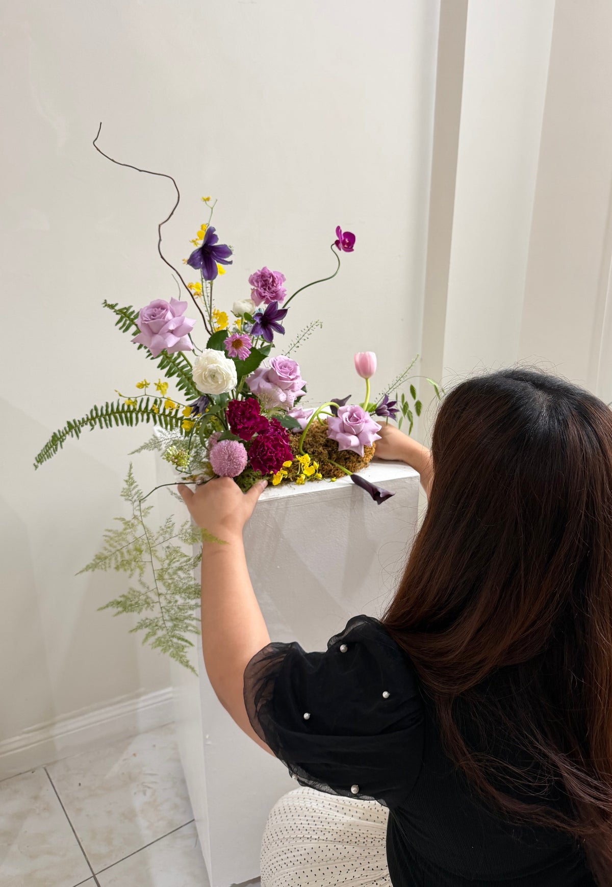 Bundle Class 6 (Fresh): Long & Low Centerpiece + Modern Vase Arrangement