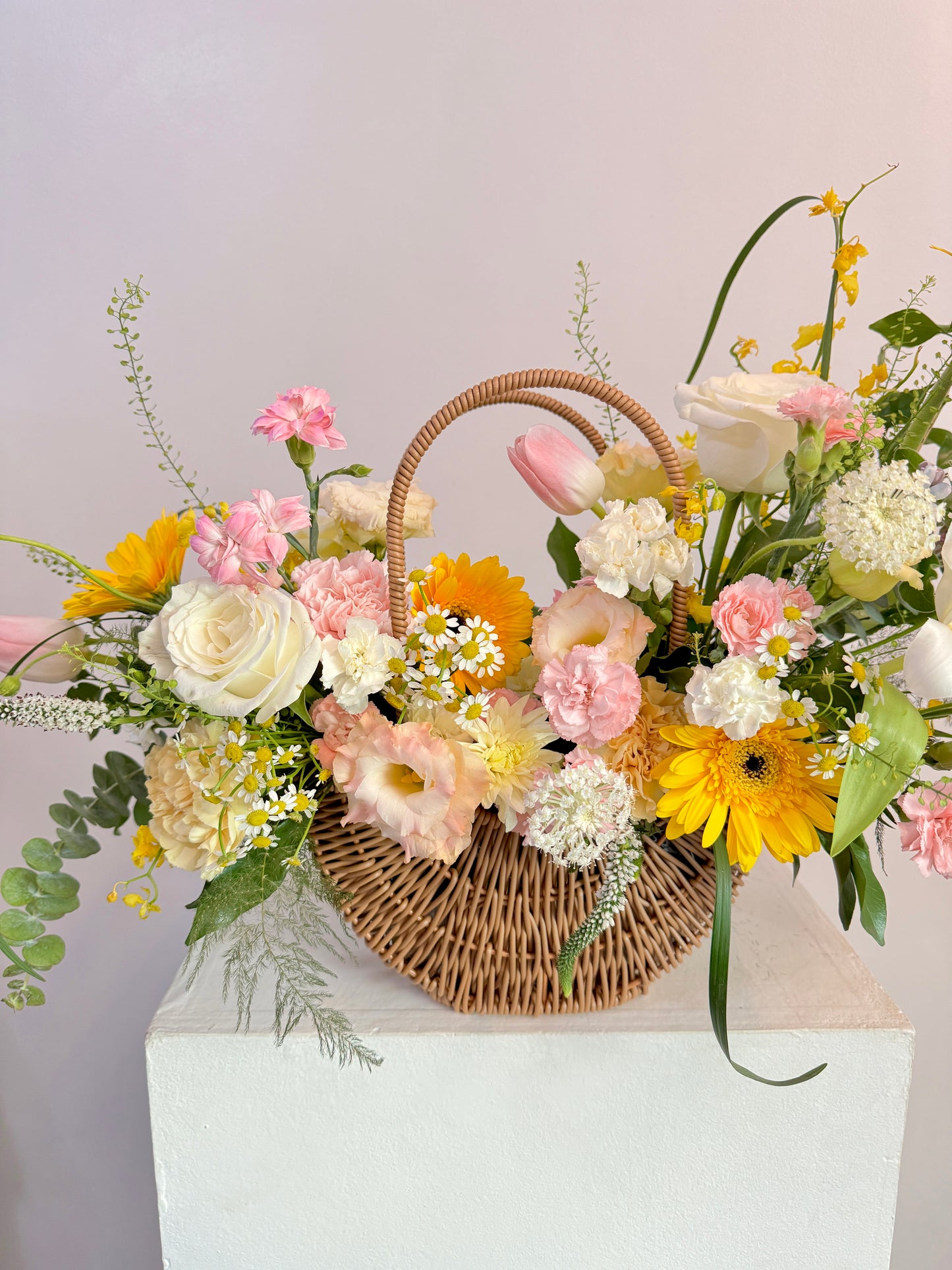 🌸 BEST SELLER Bundle Class 2 (Fresh): Korean Style Bouquet + Large Basket Arrangement