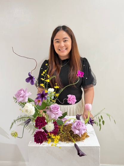 Bundle Class 6 (Fresh): Long & Low Centerpiece + Modern Vase Arrangement