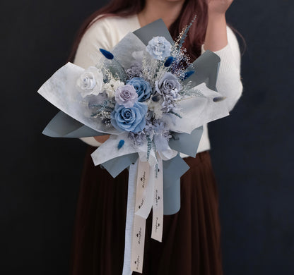 Bundle Class 4 (Preserved): Korean Style Bouquet + Large Vase/Basket