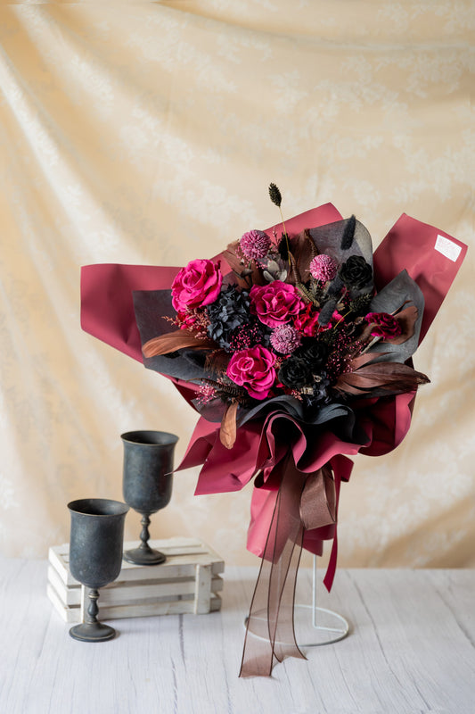 Bundle Class 3 (Preserved): Korean Style Bouquet + Small Vase/Basket