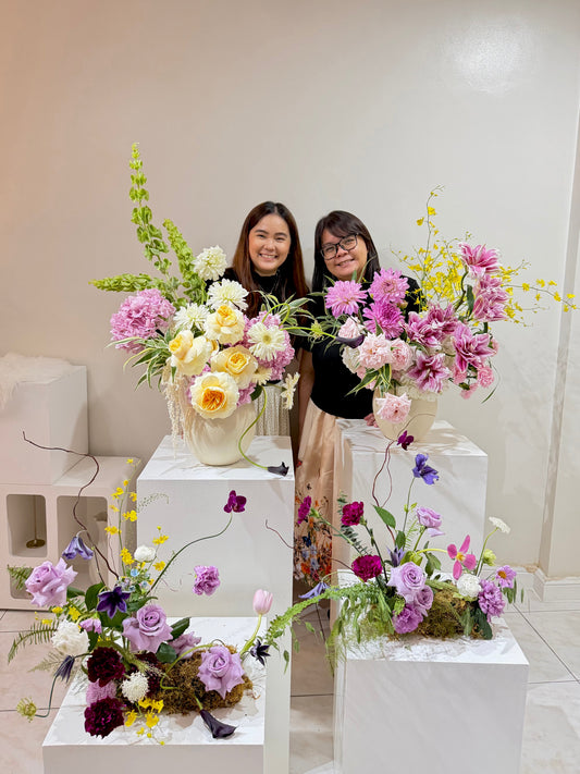 Bundle Class 6 (Fresh): Long & Low Centerpiece + Modern Vase Arrangement