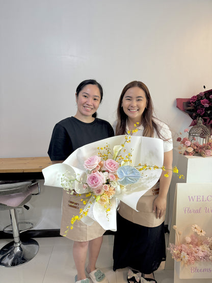 🌸 BEST SELLER Bundle Class 1 (Fresh): Korean Style Bouquet + Vase/Basket