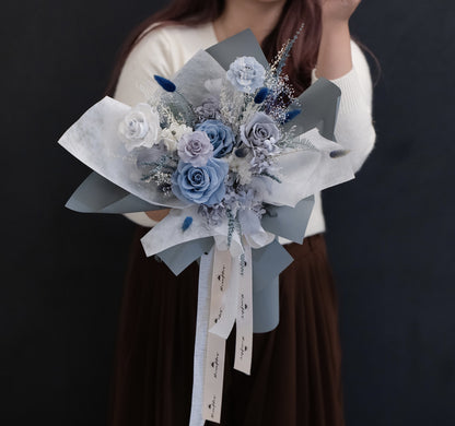 Bundle Class 3 (Preserved): Korean Style Bouquet + Small Vase/Basket