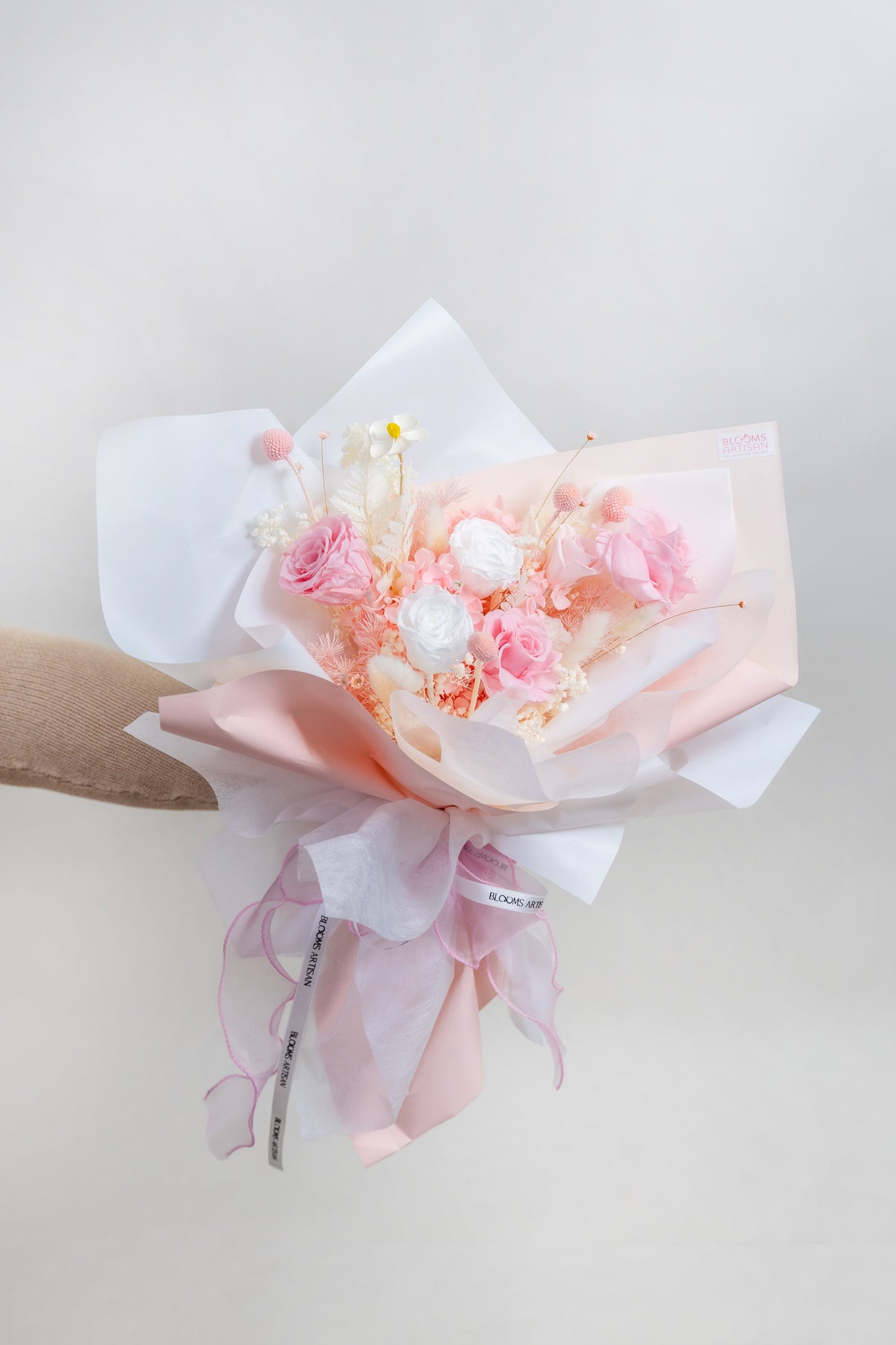 Bundle Class 3 (Preserved): Korean Style Bouquet + Small Vase/Basket