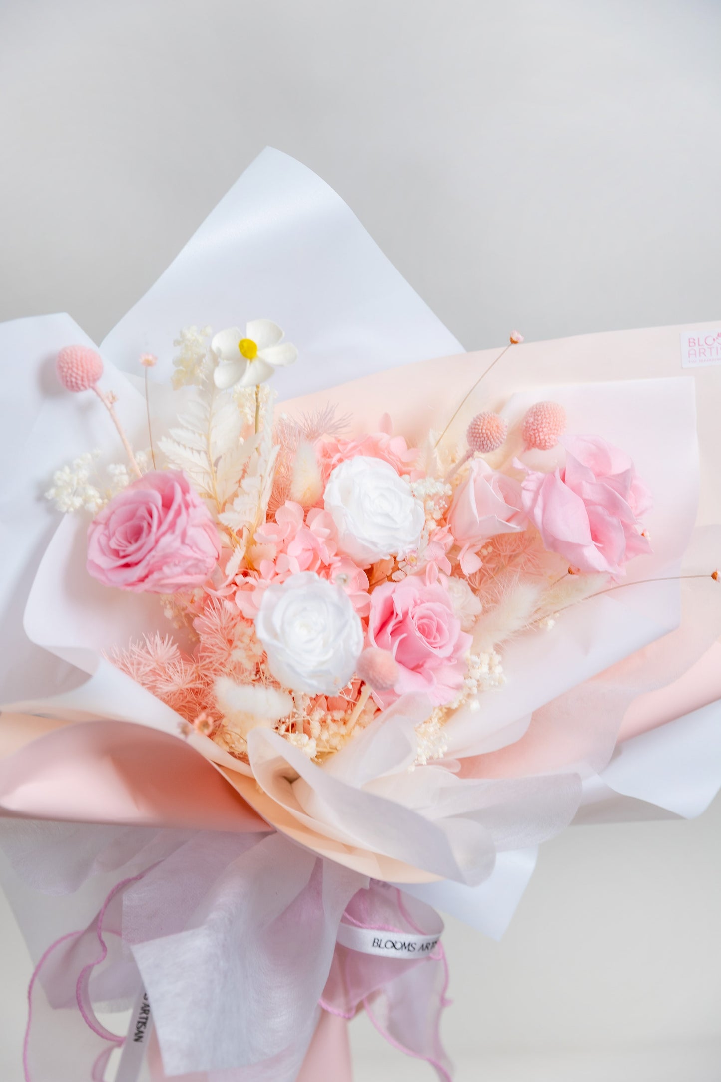 Bundle Class 3 (Preserved): Korean Style Bouquet + Small Vase/Basket