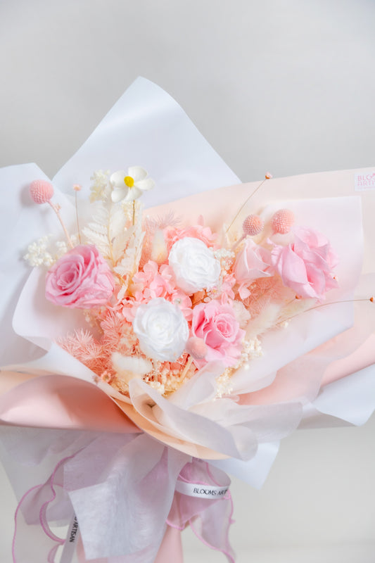 Bundle Class 3 (Preserved): Korean Style Bouquet + Small Vase/Basket