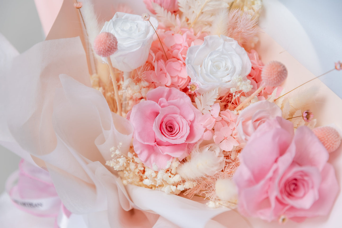 Bundle Class 3 (Preserved): Korean Style Bouquet + Small Vase/Basket