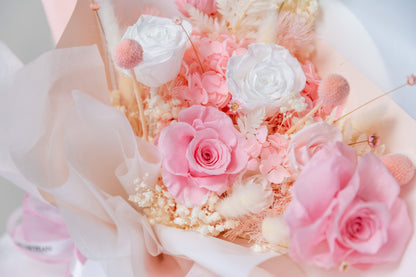 Bundle Class 3 (Preserved): Korean Style Bouquet + Small Vase/Basket