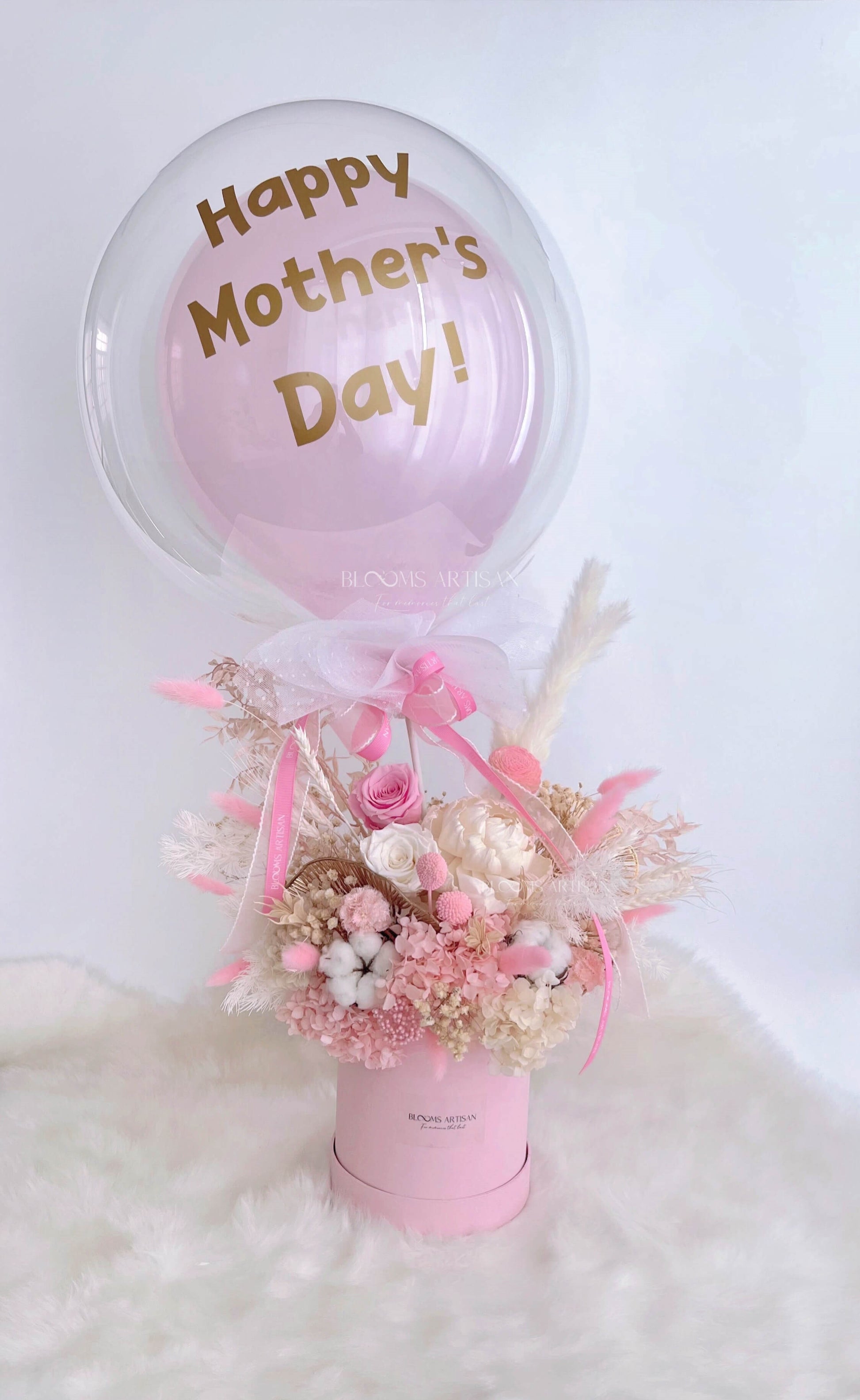 Deluxe Pink Bubble Blooms - Dried Flowers Arrangement | Blooms Artisan PH