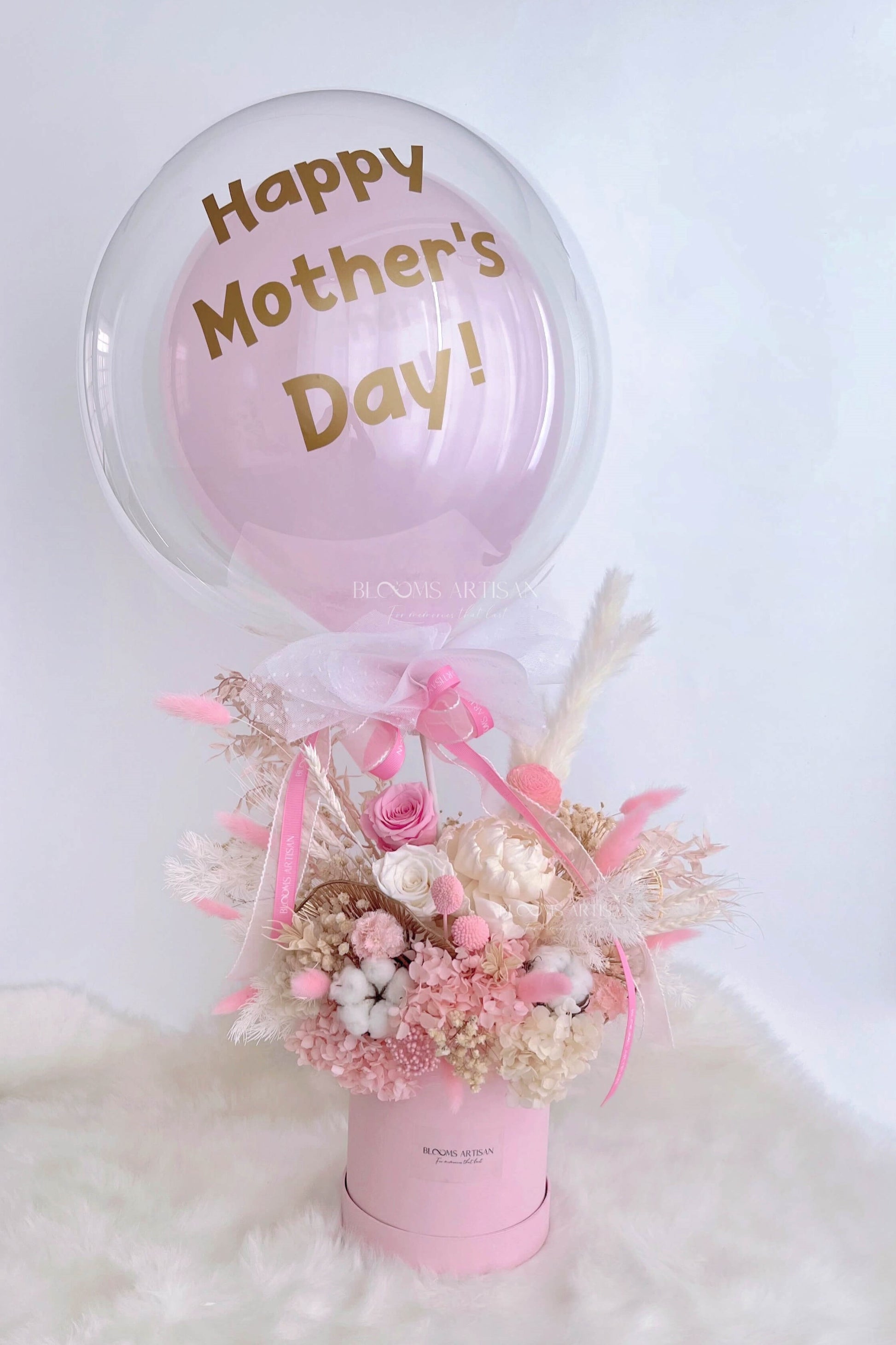 Deluxe Pink Bubble Blooms - Dried Flowers Arrangement | Blooms Artisan PH