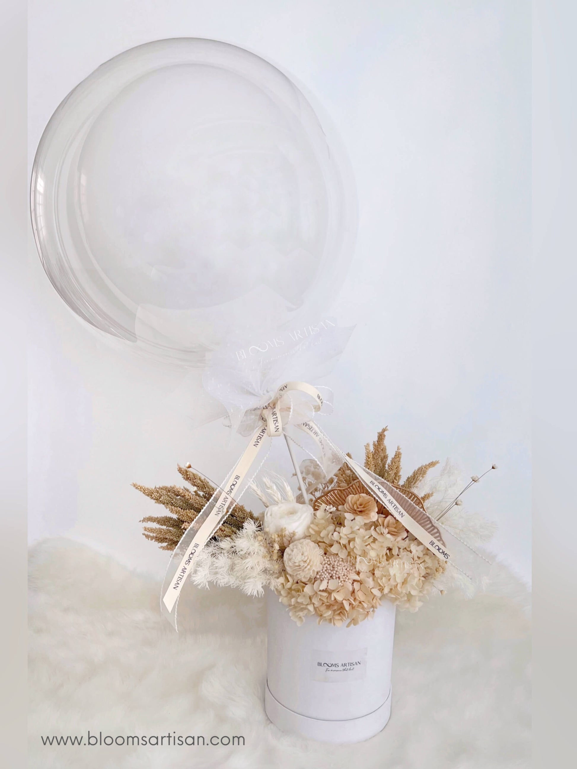 Deluxe White Bubble Blooms - Dried Flowers Arrangement | Blooms Artisan PH