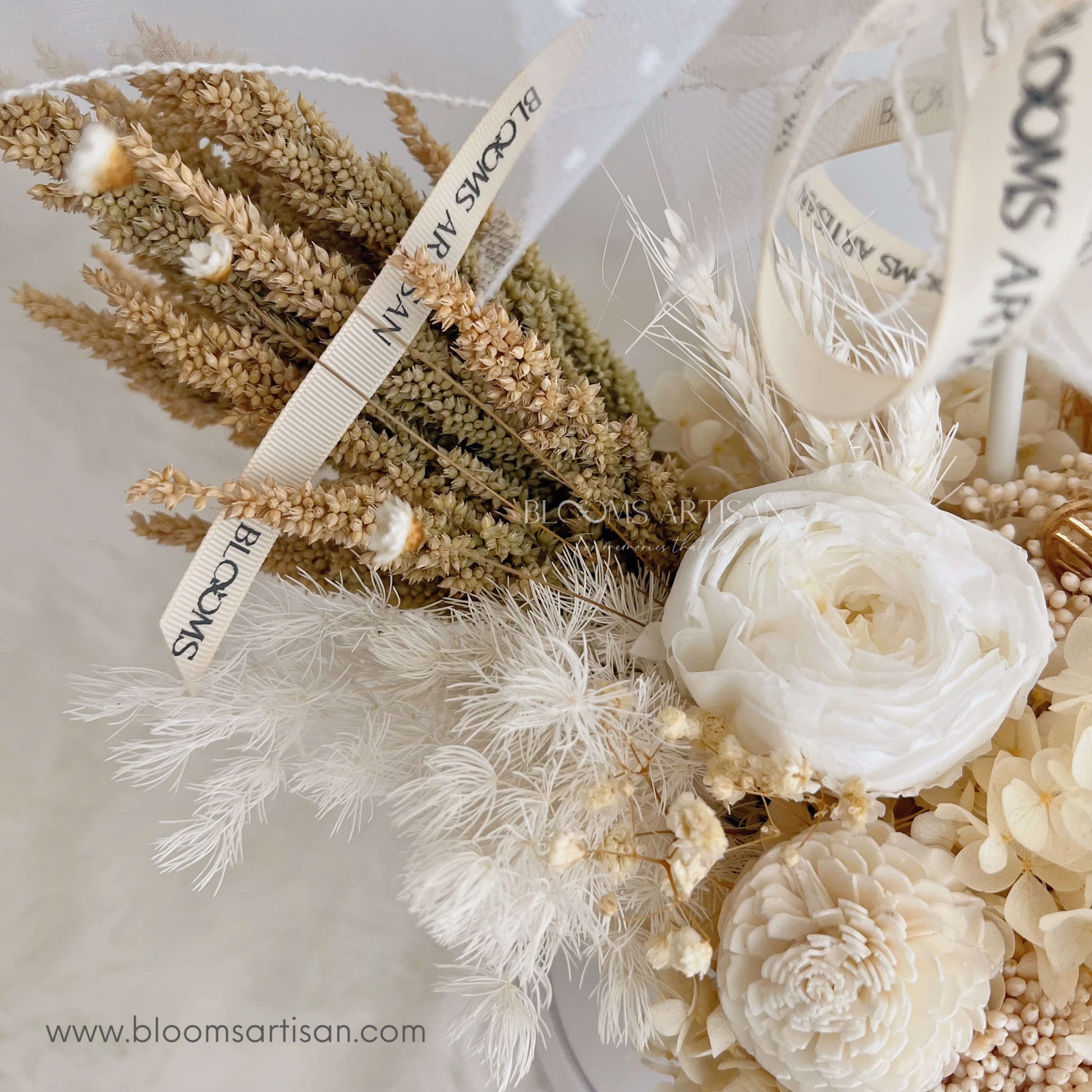 Deluxe White Bubble Blooms - Dried Flowers Arrangement | Blooms Artisan PH